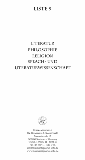Download Liste 9 – Literatur, Philosophie, Religion, Sprach- und Literaturwissenschaft